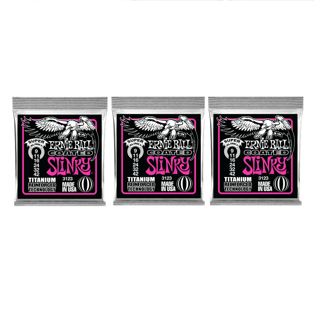 pack de 3 jeux cordes Ernie ball croated titanium 9/42